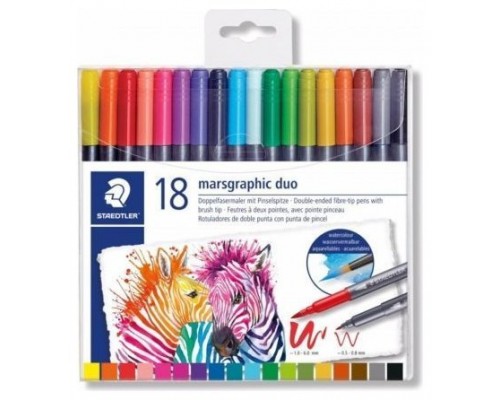 ESTUCHE DE PLÁSTICO CON 18 ROTULADORES, COLORES SURTIDOS STAEDTLER 3001 TB18 (Espera 4 dias)